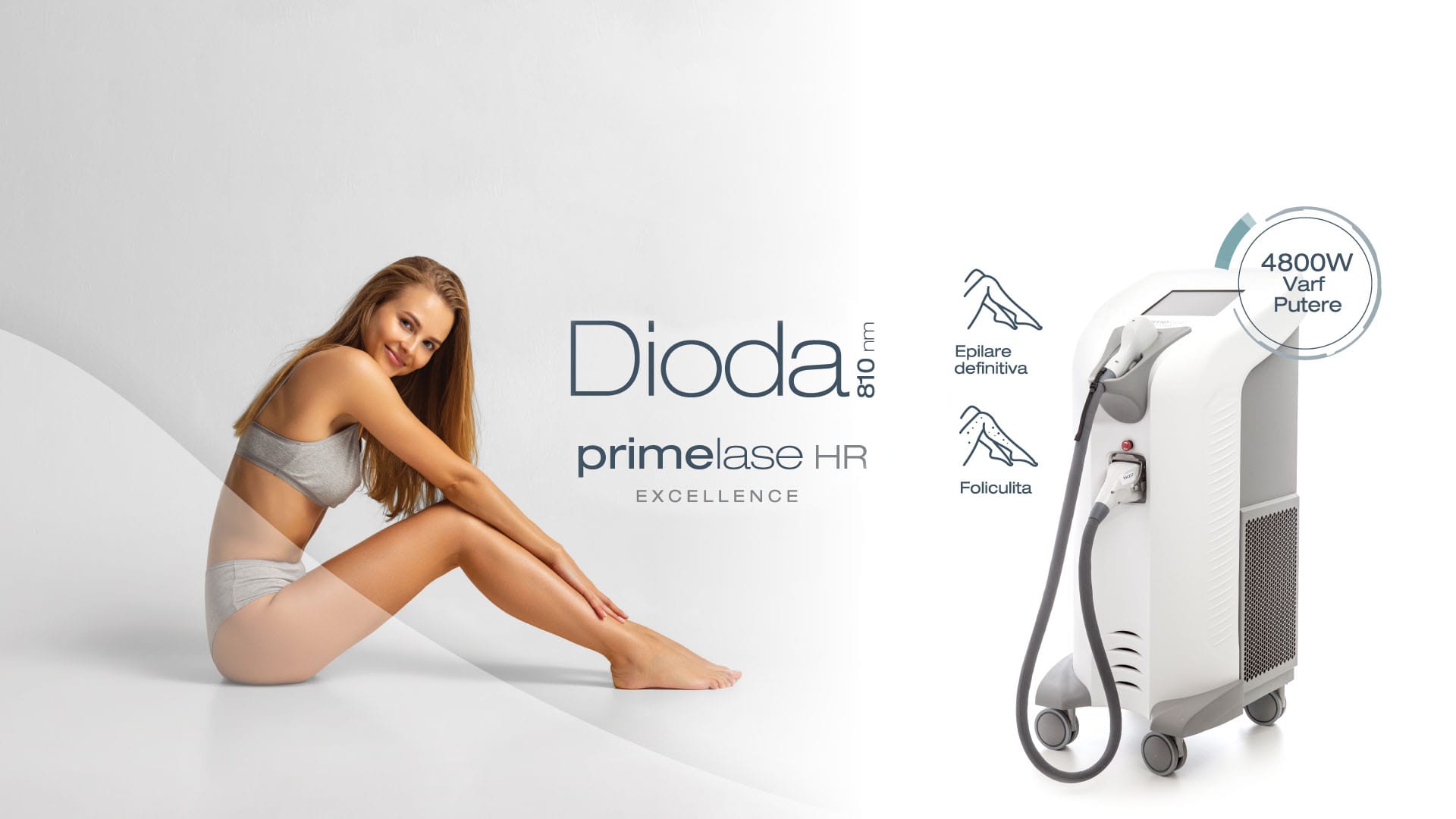 Laserul dioda Primelase HR Excellence pentru epilare definitiva progresiva la Episculpt Beauty Sibiu, cel mai eficient tratament pentru eliminarea parului si reducerea foliculitei.